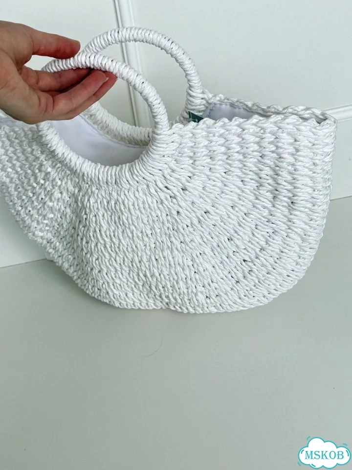 Женская сумка белая пляжная соломенная фото 4