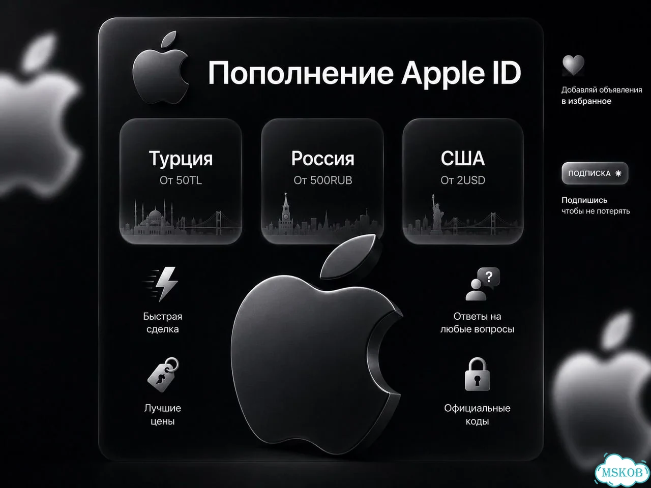 Пополнение Apple ID,карты App Store,iCloud,iTunes фото 1