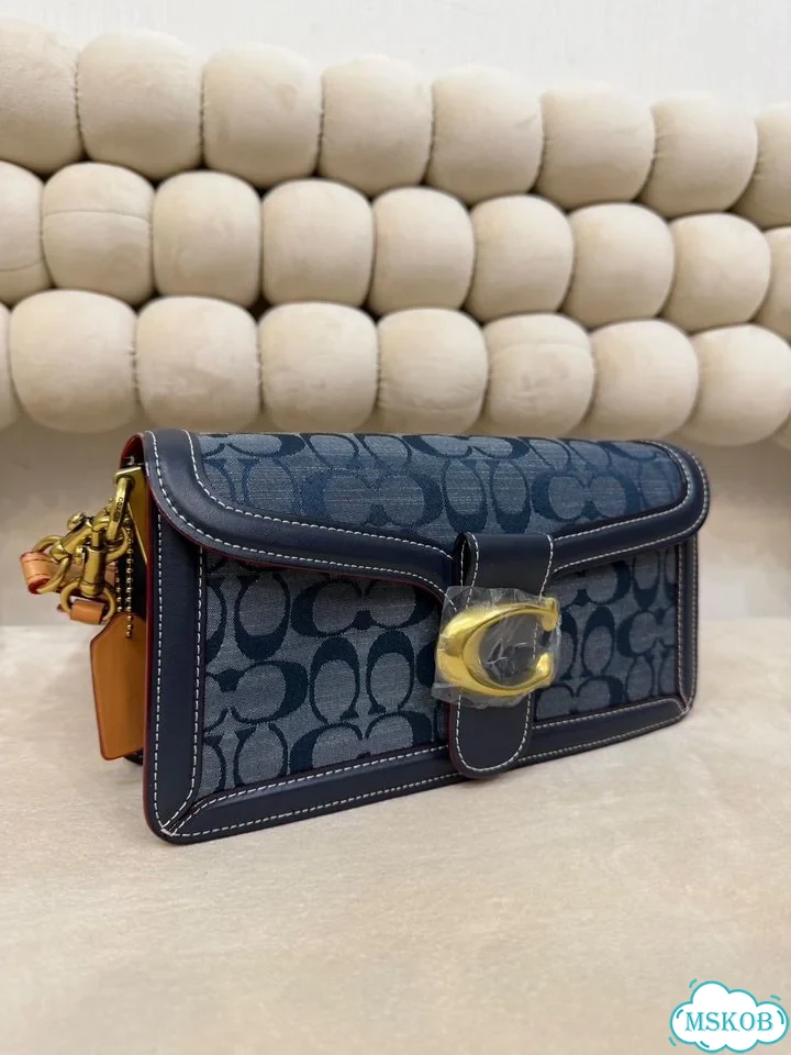Сумка женская натуральная кожа Coach синий фото 2