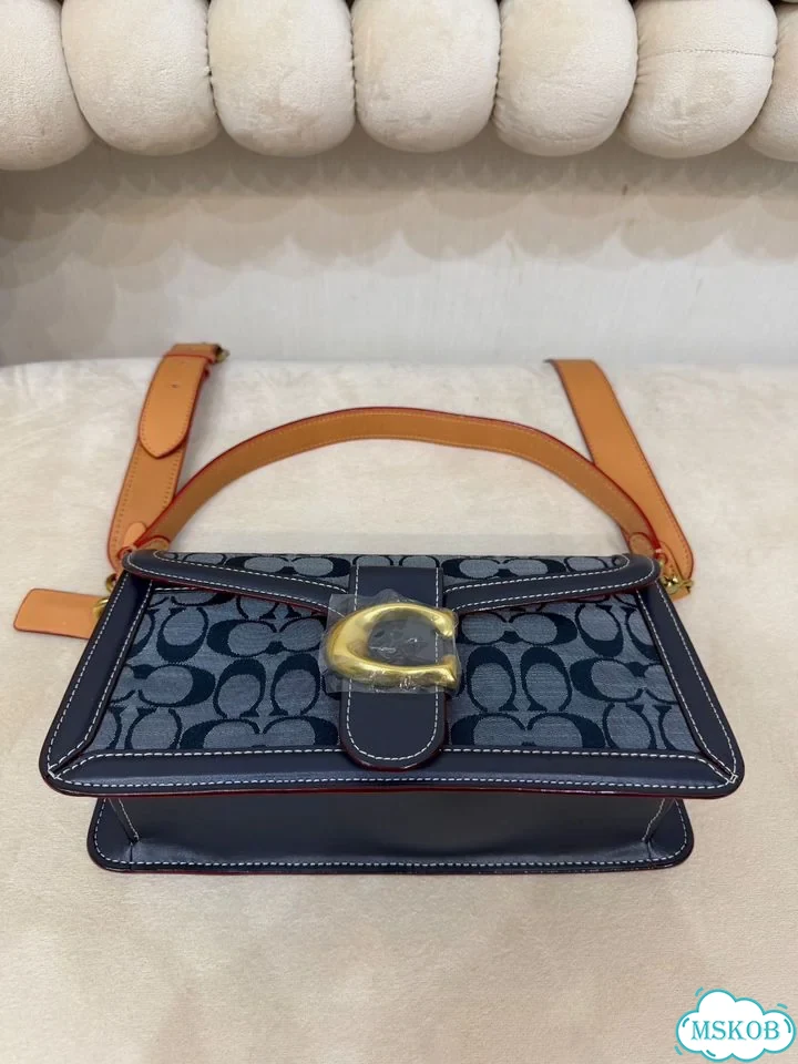 Сумка женская натуральная кожа Coach синий фото 3