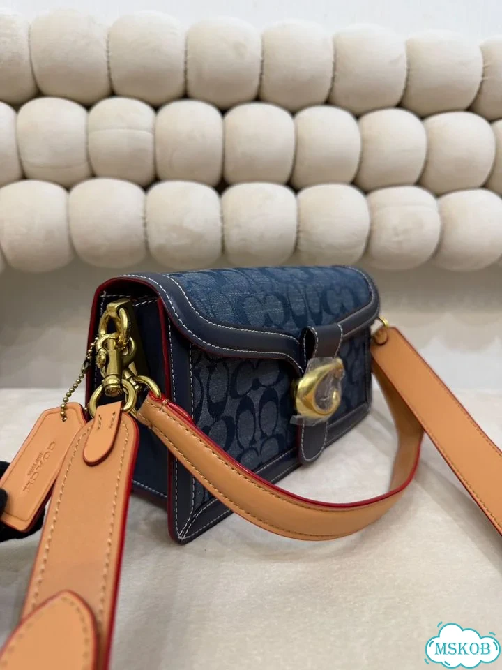 Сумка женская натуральная кожа Coach синий фото 6