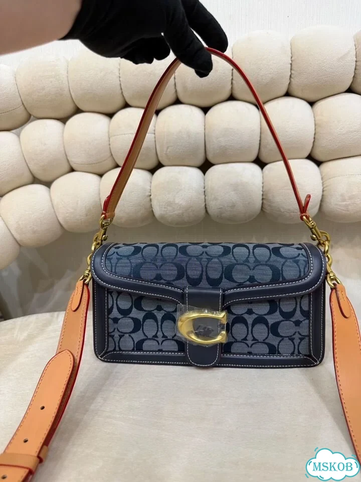 Сумка женская натуральная кожа Coach синий фото 7