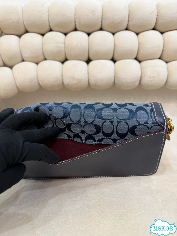 Сумка женская натуральная кожа Coach синий фото 8
