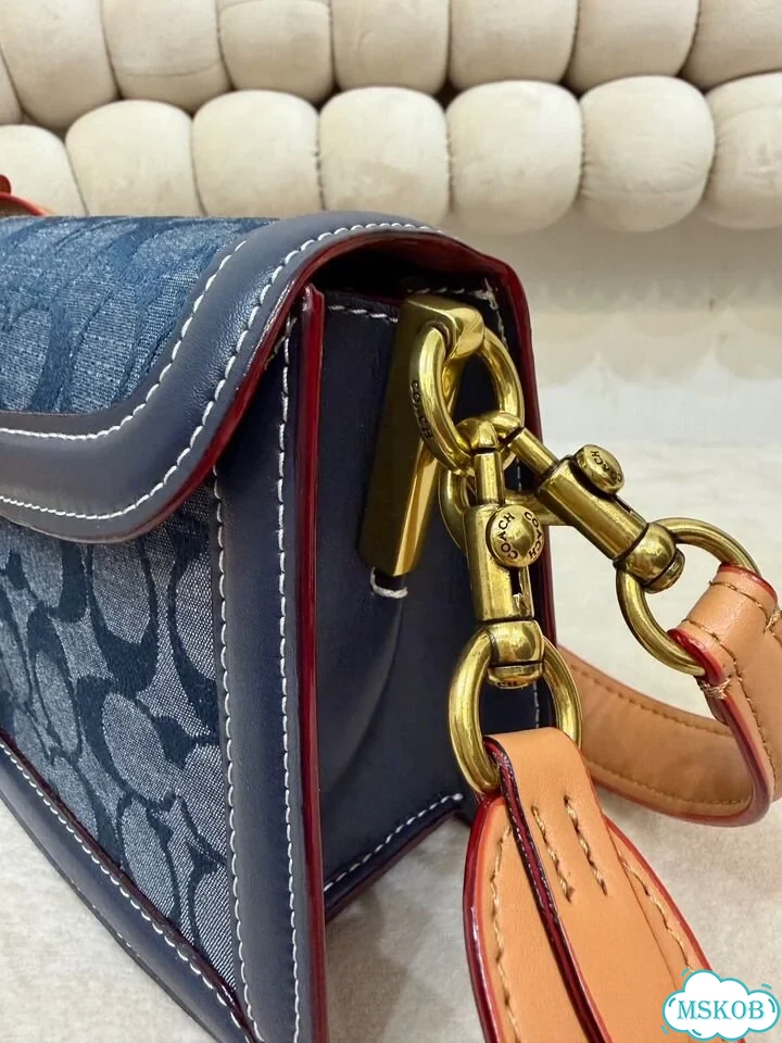 Сумка женская натуральная кожа Coach синий фото 9