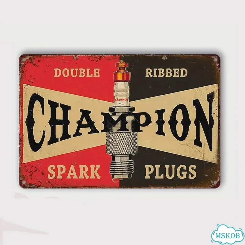 Ретро вывеска Champion Spark Plugs, 8x12 дюймов, цвет 8 фото 1