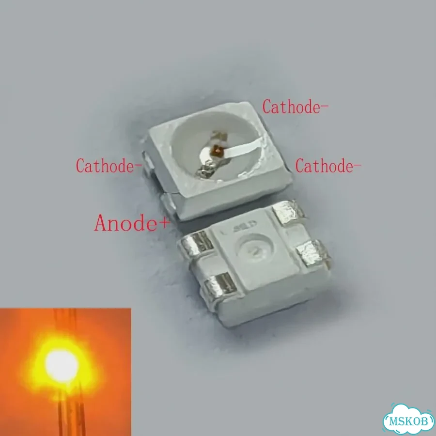 200шт. 3528 оранжевый LED 4-контактный Anode фото 1
