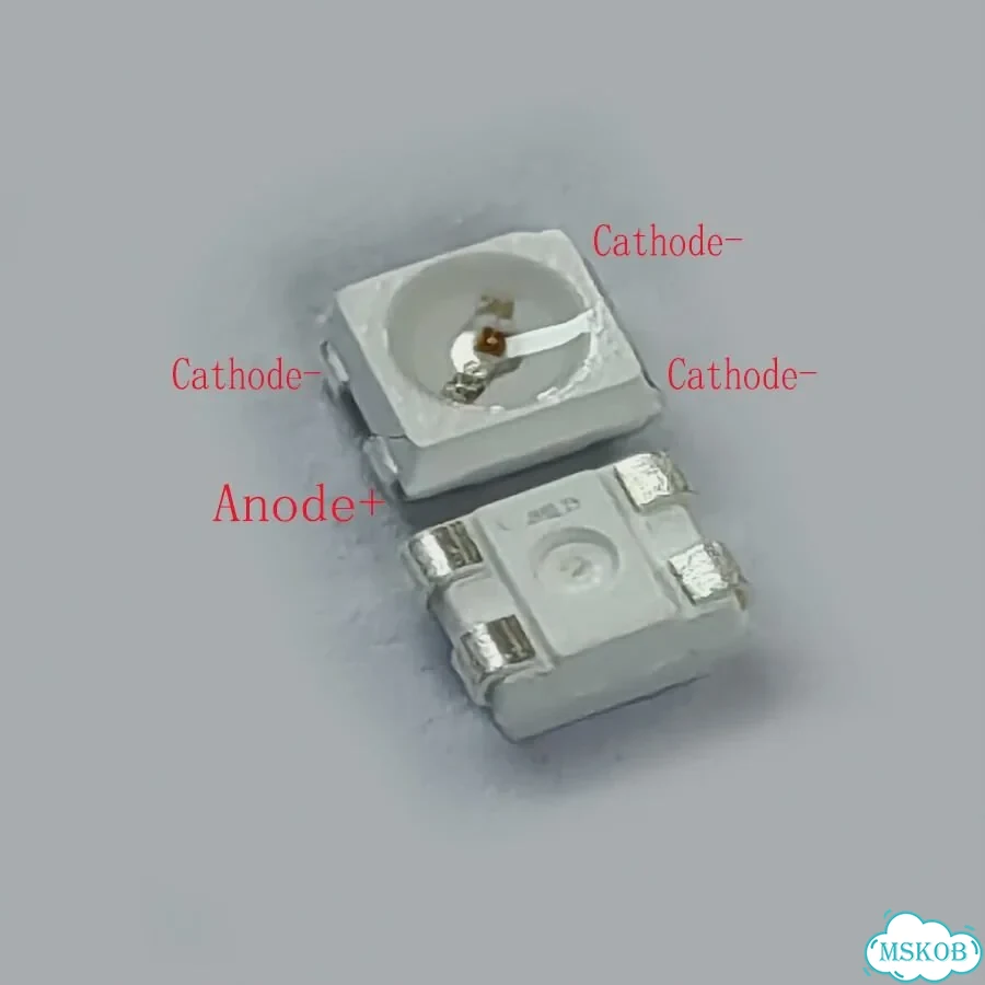 200шт. 3528 оранжевый LED 4-контактный Anode фото 5