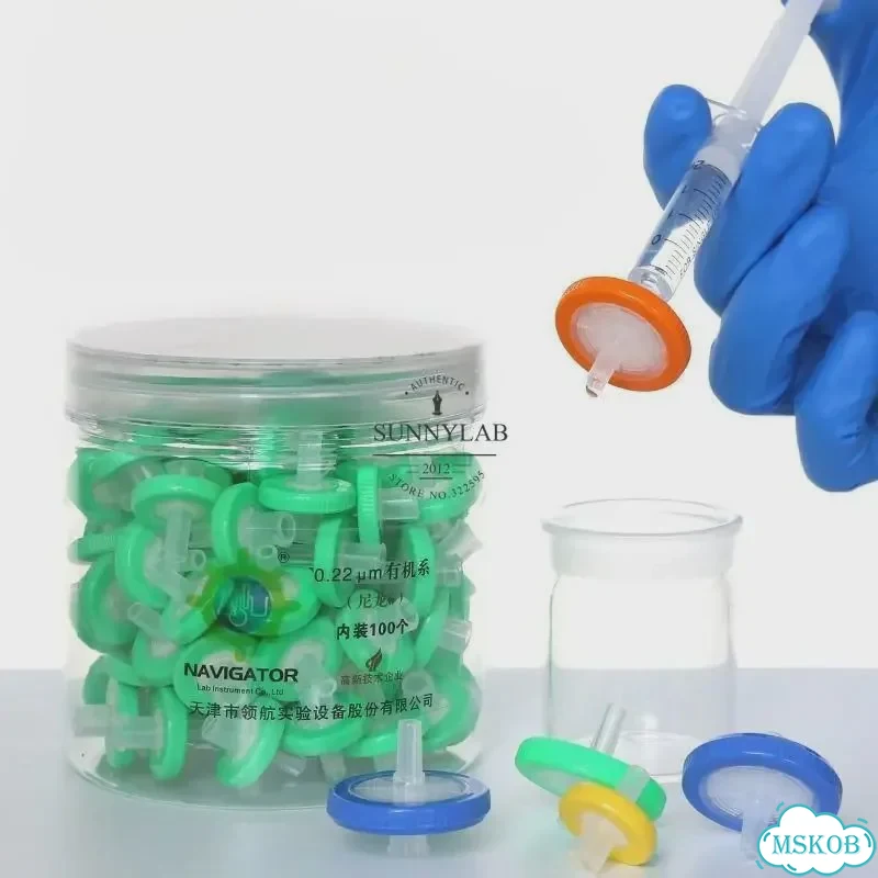 Одноразовые игольчатые фильтры 13 мм, 25 мм, 0,22/0,45 мкм 13mm 0.22um, Nylon фото 1
