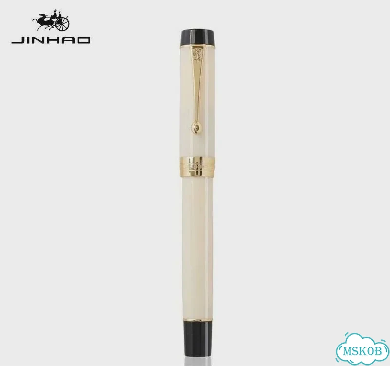 Jinhao 100 золотая перьевая ручка Бежевый, M, Белый, Ivory White фото 1