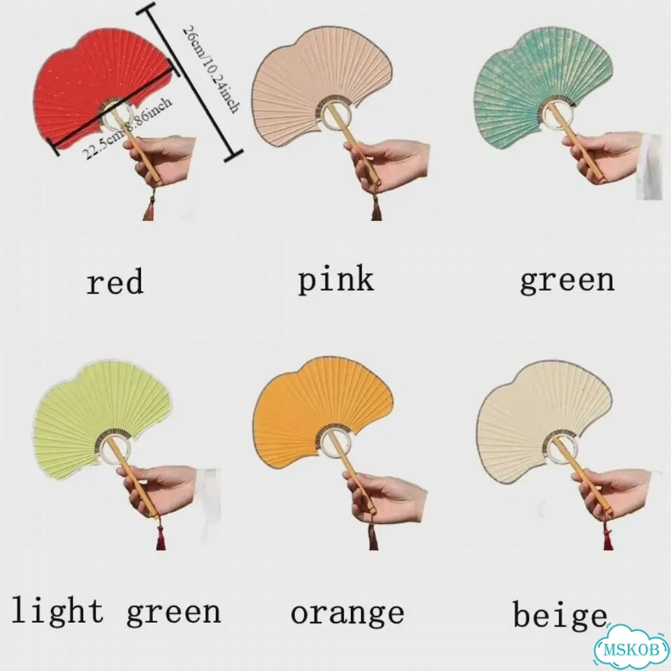 Круглый веер Гинкго из рисовой бумаги Зеленый, green фото 7