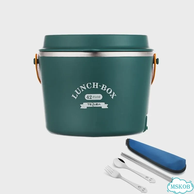 Электрический ланч-бокс Green/Pink из нержавеющей стали Зеленый, Green- Tableware, 220V - EU Plug фото 1