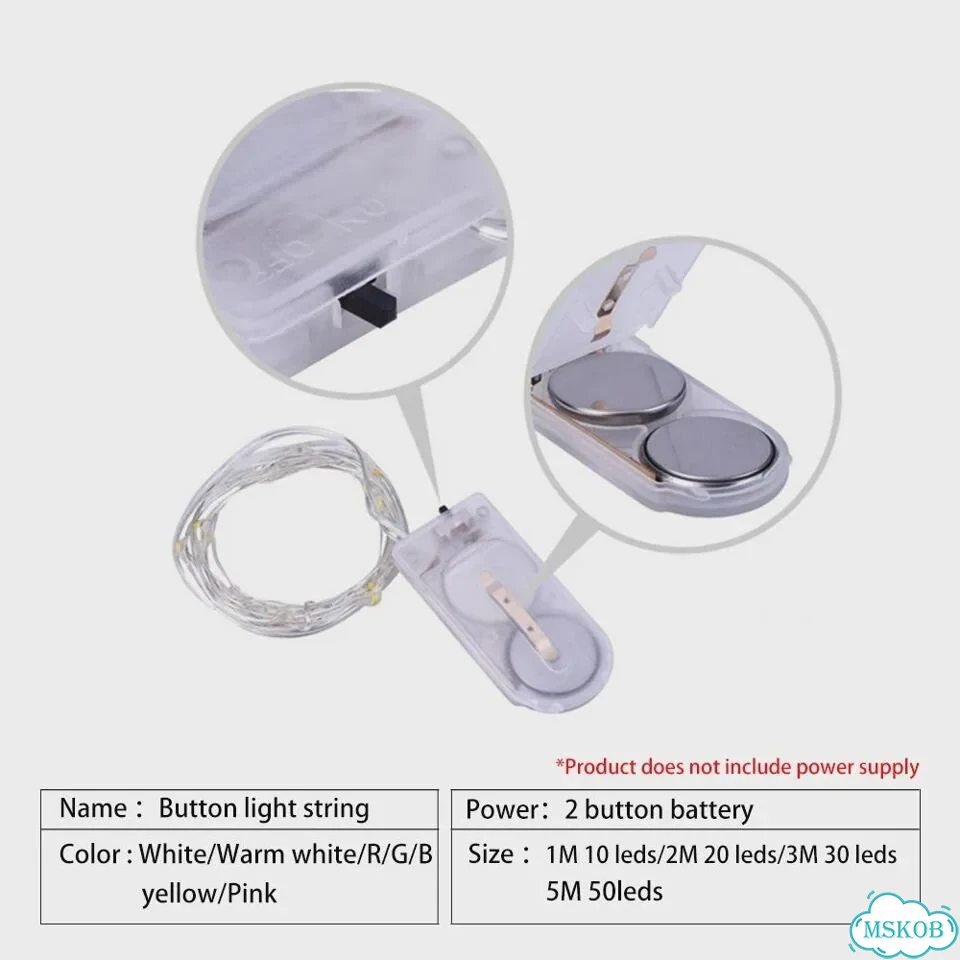 Светодиодная гирлянда 1м, Warm white, 2PCS фото 6