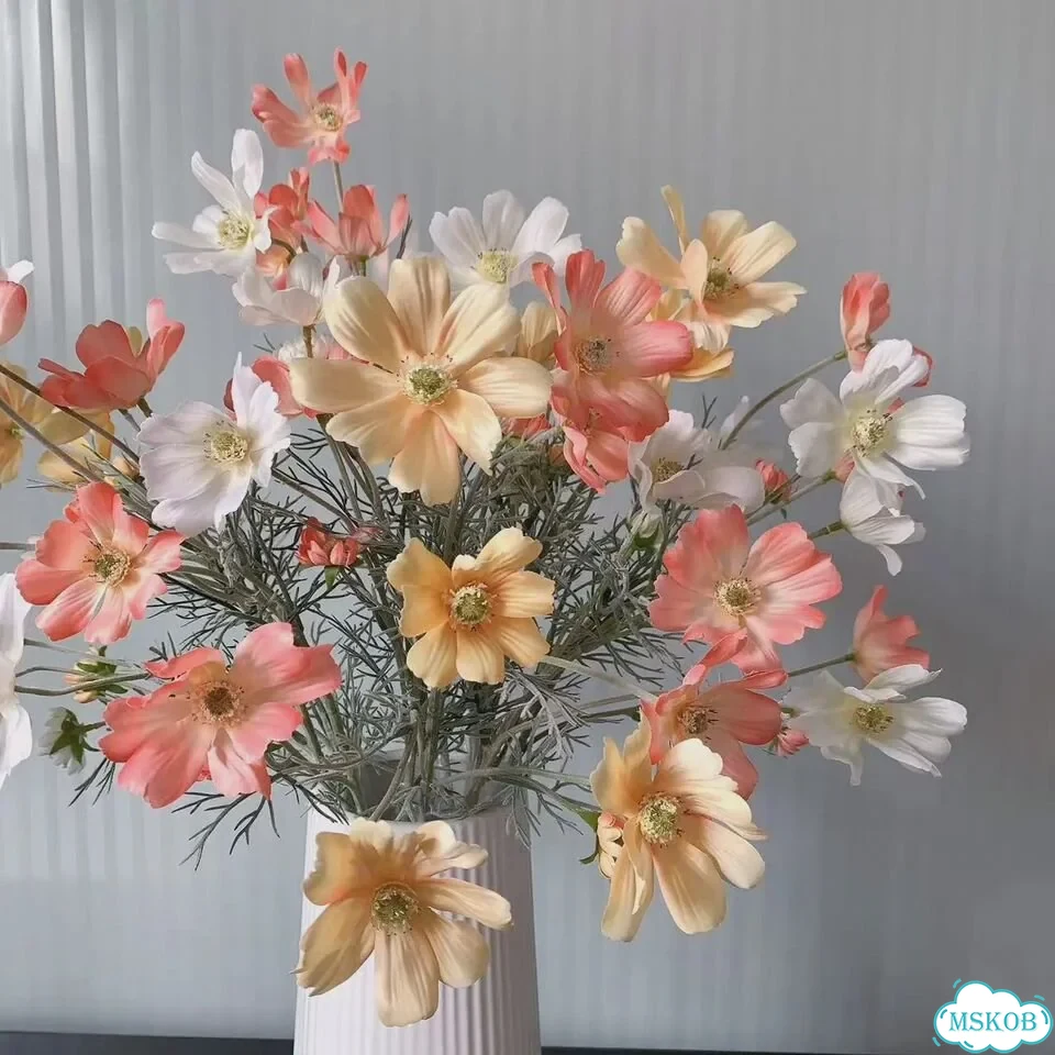 Искусственные ромашки шелковые 60 см Розовый, Light pink фото 2