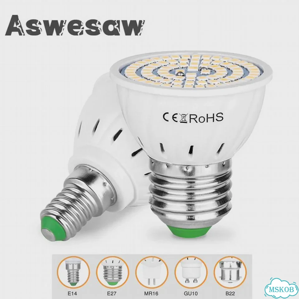 Светодиодная лампа Aswesaw GU10 220В 4-8Вт 80LED-220V, E27, white light фото 2