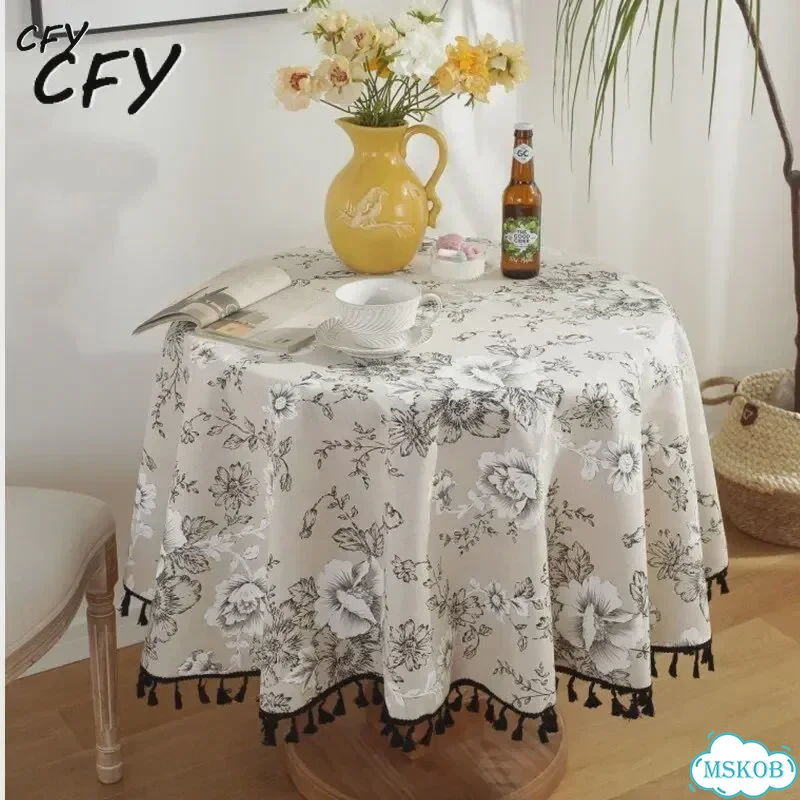 Круглая скатерть бежевая 120см, CFY Home фото 2