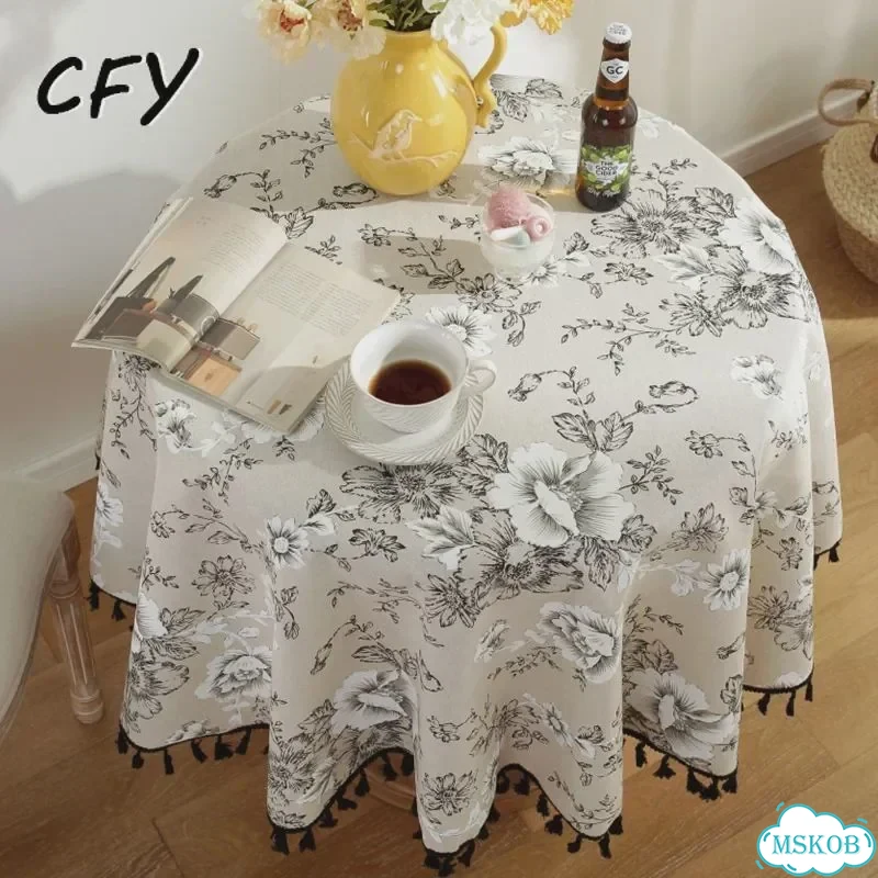 Круглая скатерть бежевая 120см, CFY Home фото 3