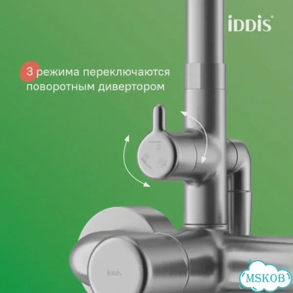 Душевая стойка iddis Aiger с тропическим душем хром матовый aigbc3Fi06 фото 10
