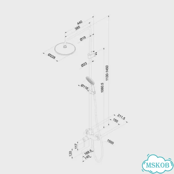 Душевая стойка iddis Aiger с тропическим душем хром матовый aigbc3Fi06 фото 2
