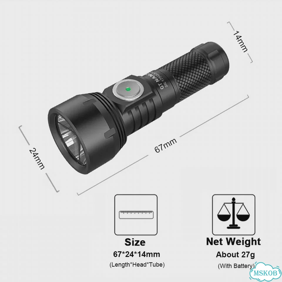 Lumintop GT nano 3.0 фонарик алюминиевый USB-C Black 10440 Set фото 6