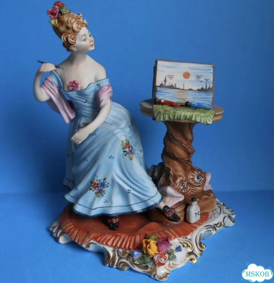 Винтажная фигурка Художница 22см, фарфор 1960е фото 2