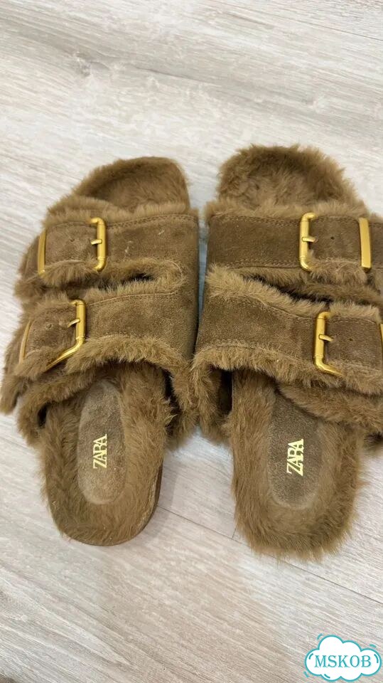 Меховые сандалии zara фото 2