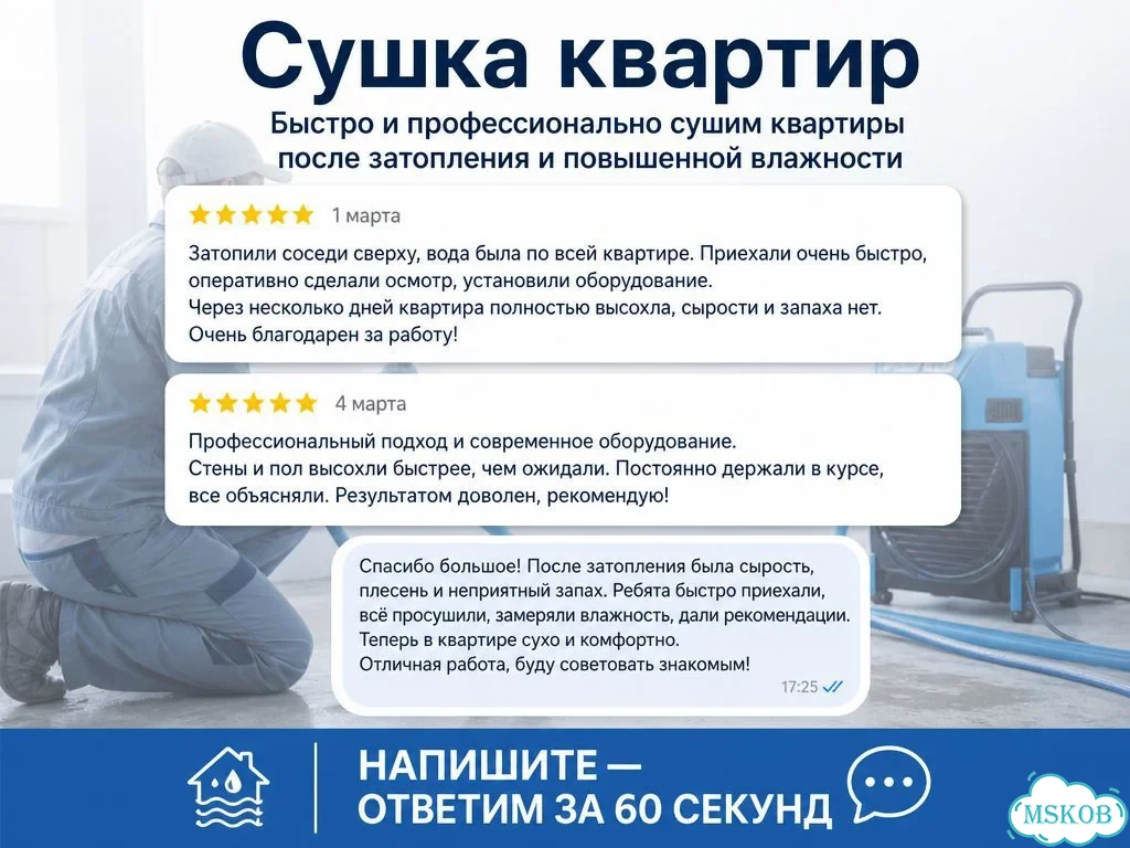 Откачка воды и профессиональная сушка после залива фото 2
