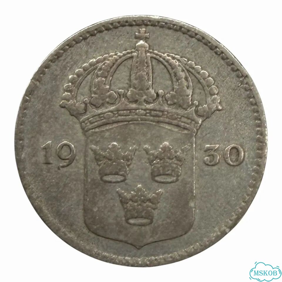 Монета 10 эре 1930 г., Швеция, Серебро 0.400 фото 2