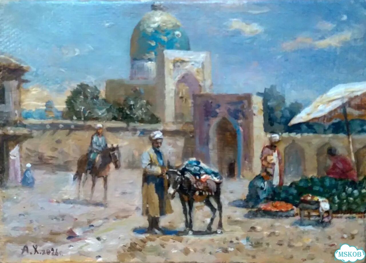 Картина маслом на холсте. Восточный город фото 1