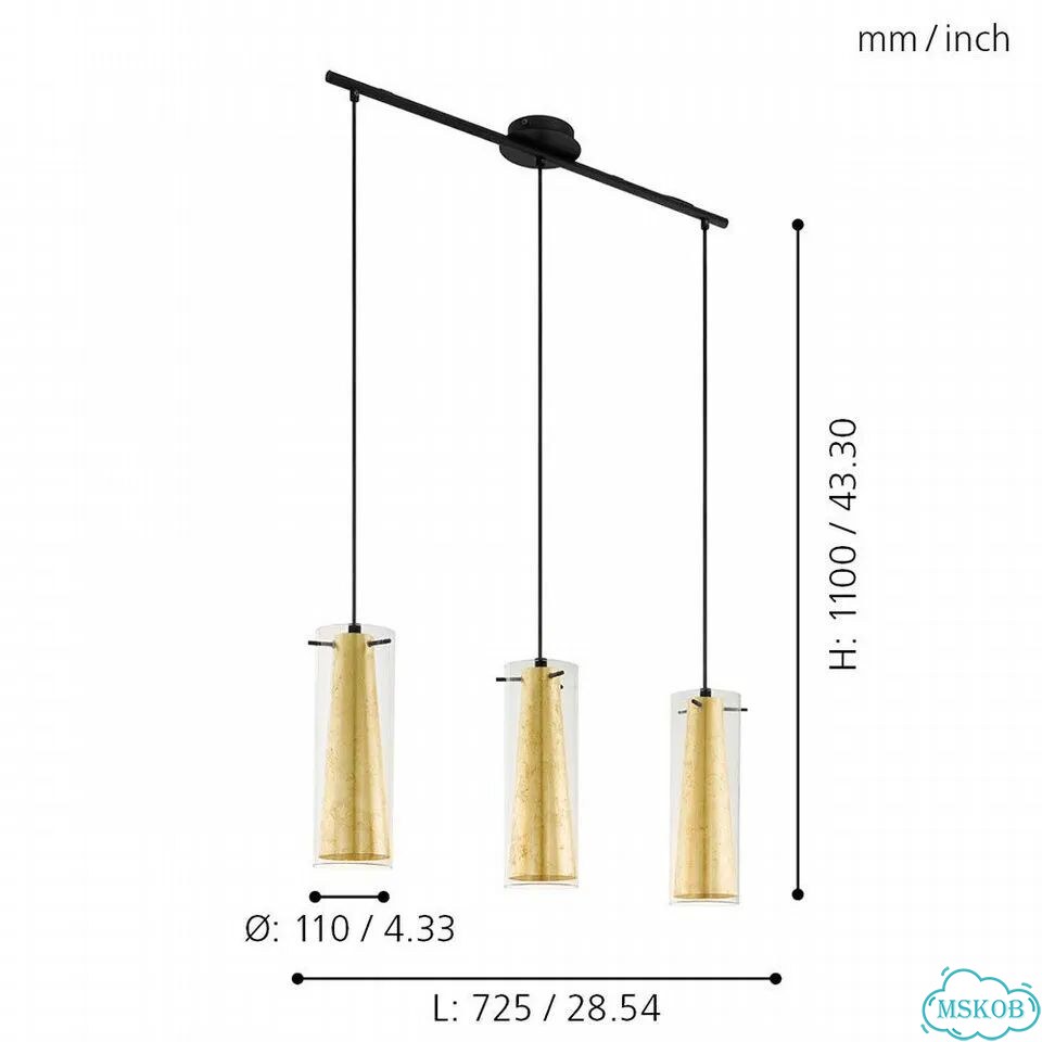 97652 Подвесной потолочный светильник pinto gold фото 3