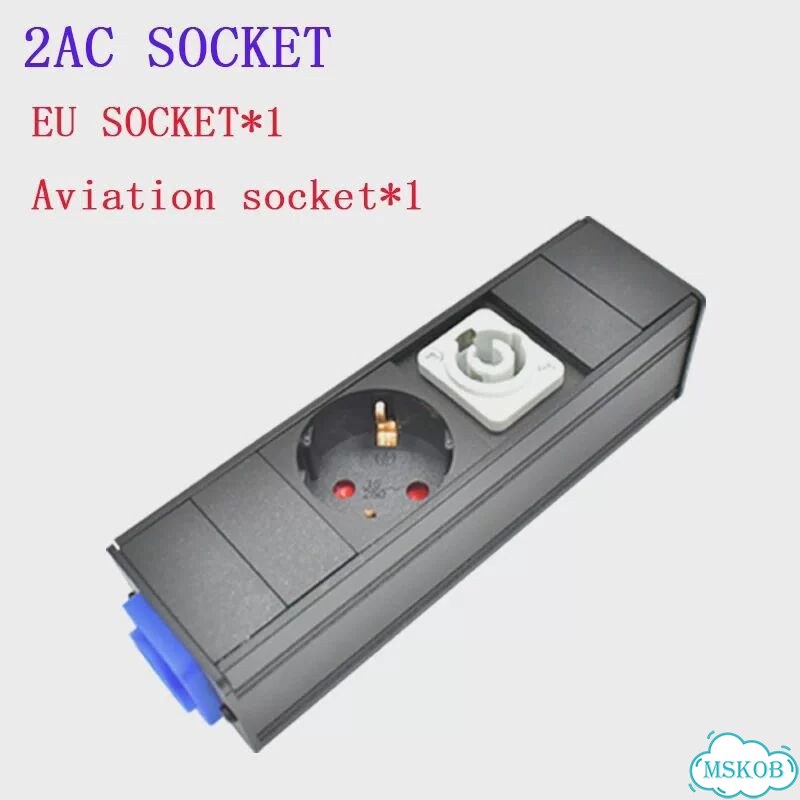 Розетка 2AC socket EU/Авиация, алюминиевый корпус фото 1