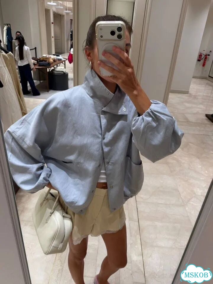 Куртка / ветровка massimo dutti голубая фото 2