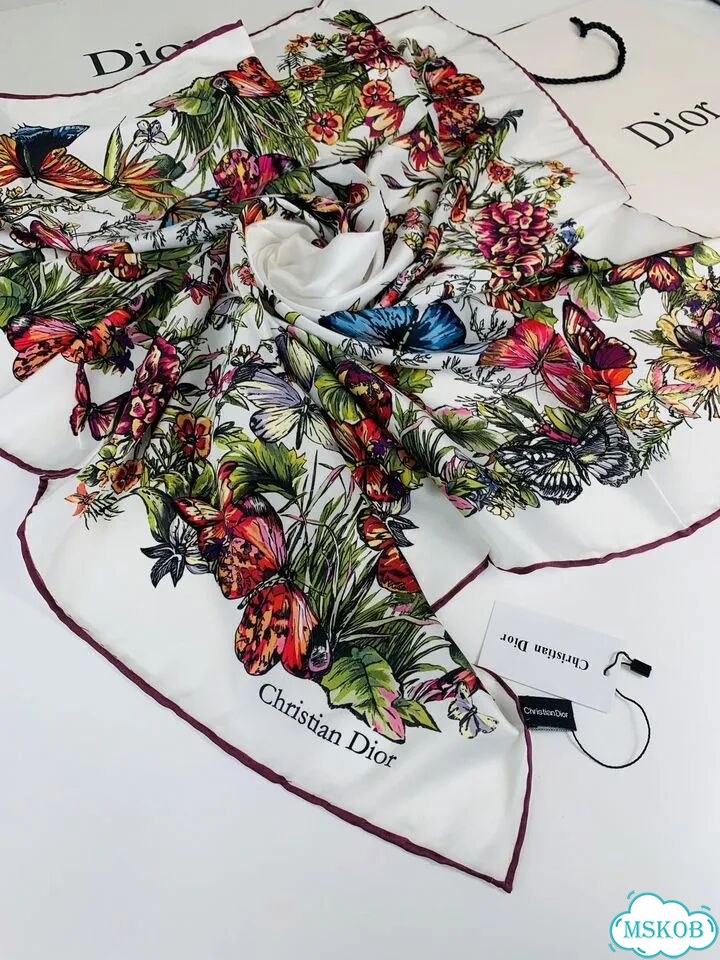 Платок шелковый натуральный Dior с подарком фото 1
