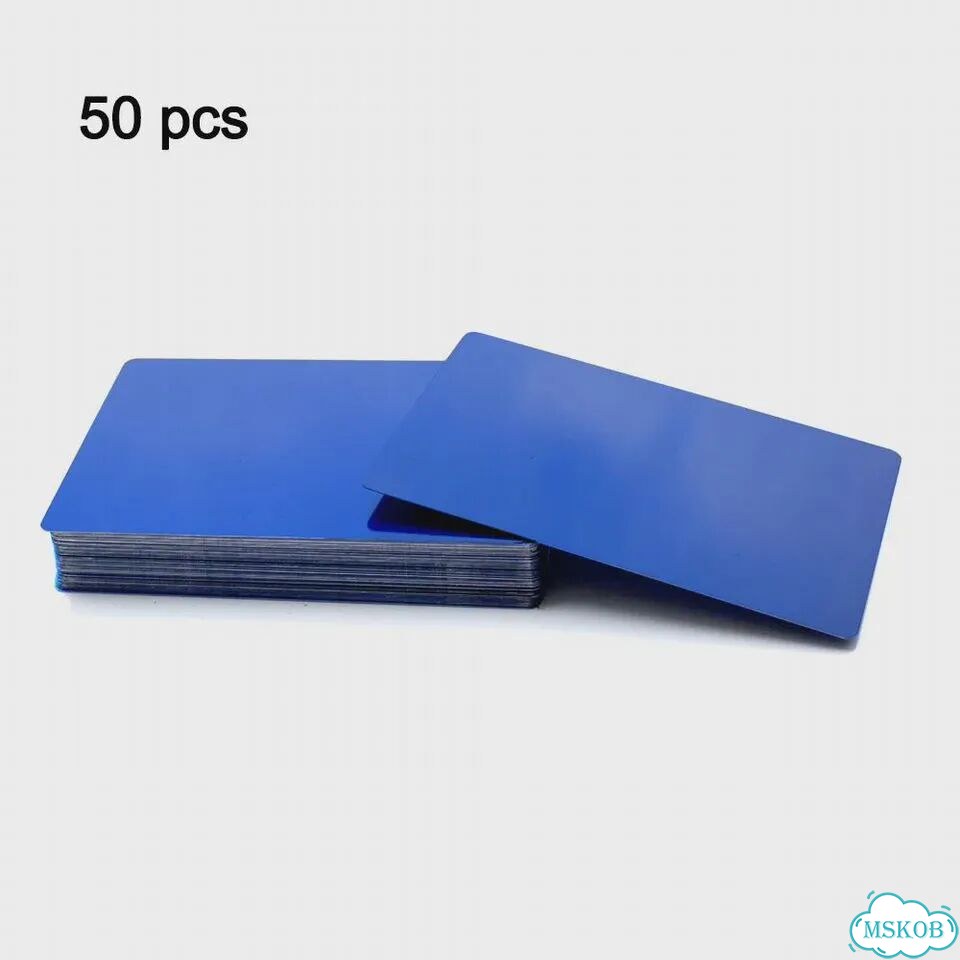 Металлические визитные карточки из алюминия, 50 шт. 86mm x 54mm x 0.2mm, Синий, Dark blue фото 1