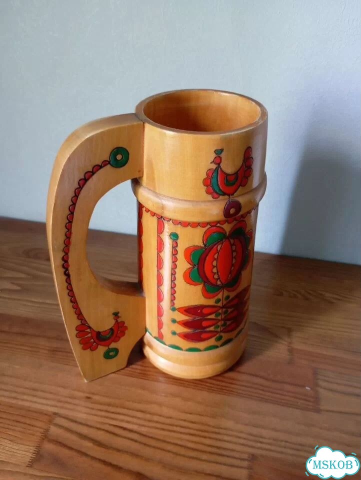 Винтажная деревянная кружка фото 3