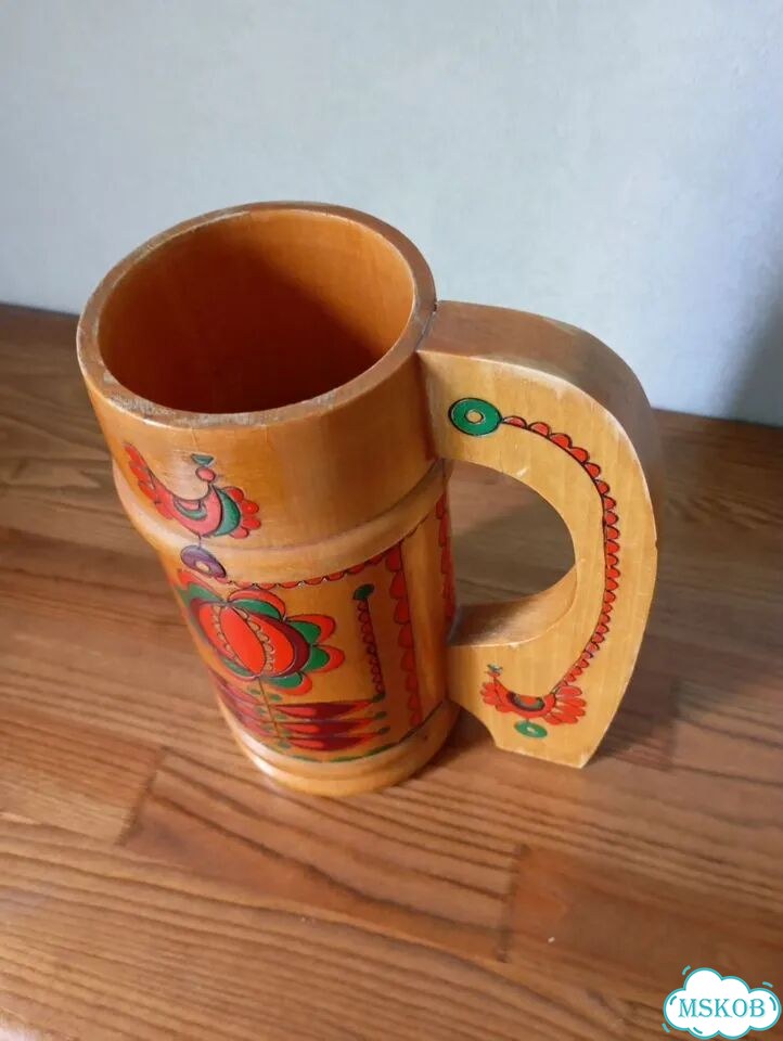 Винтажная деревянная кружка фото 4
