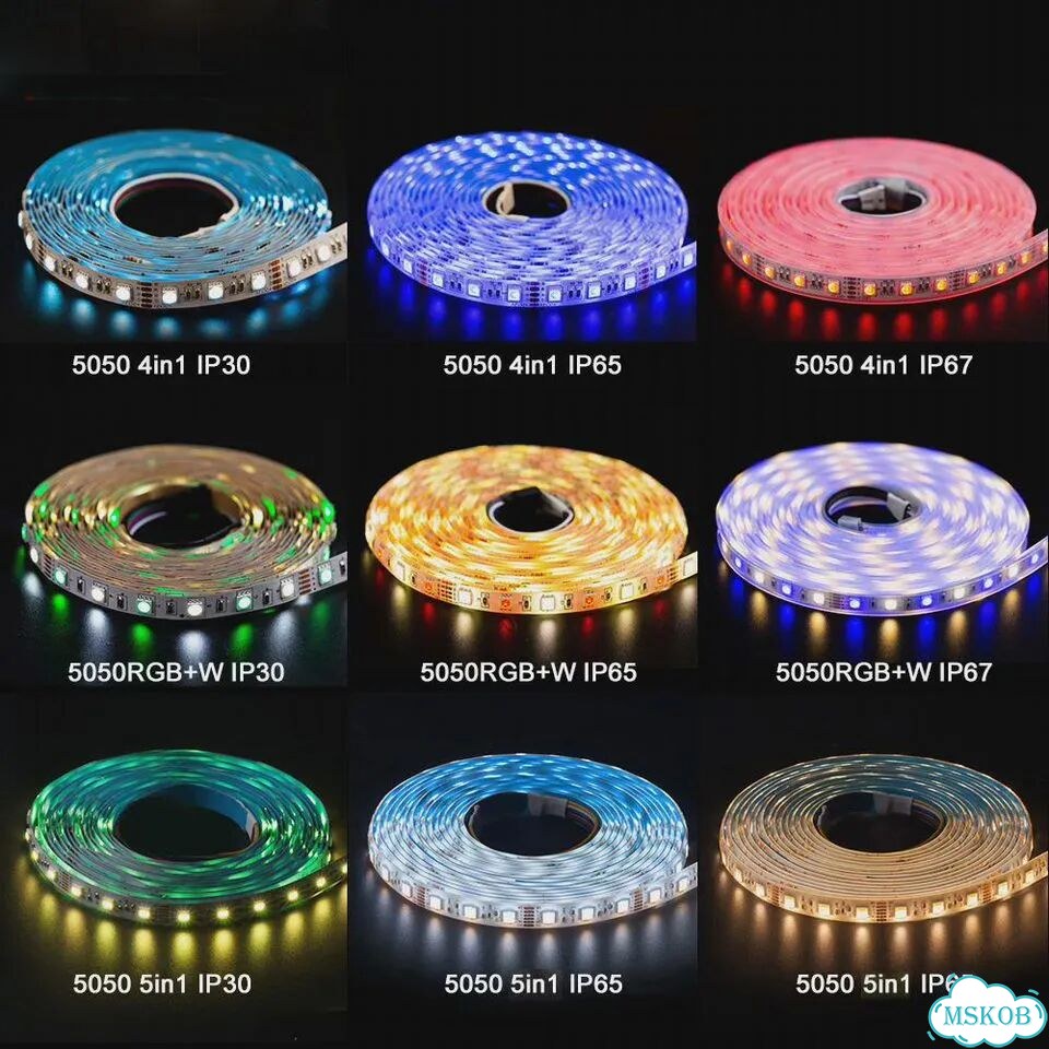 Светодиодная лента Cocurve rgbww 5в1 5050 White PCB, 5m RGB-WW 12V, IP30 фото 2