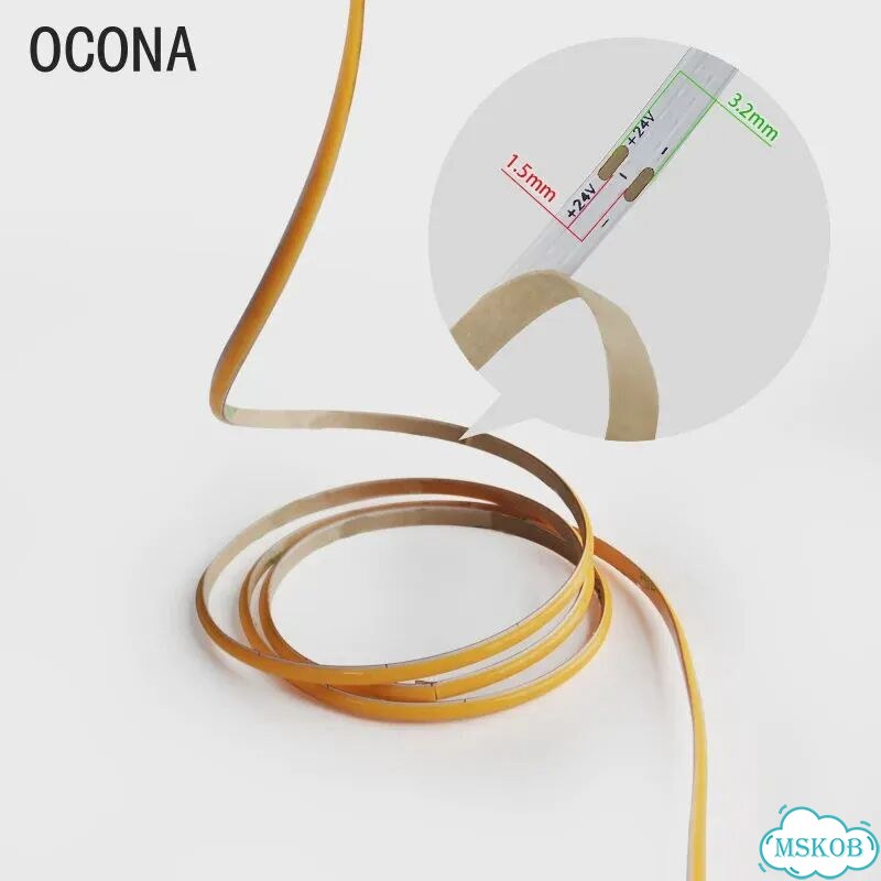 Ocona Светодиодная лента COB 4 мм 480 светодиодов теплый/природный/холодный Red, 0,5 м, 12V 480LED фото 3