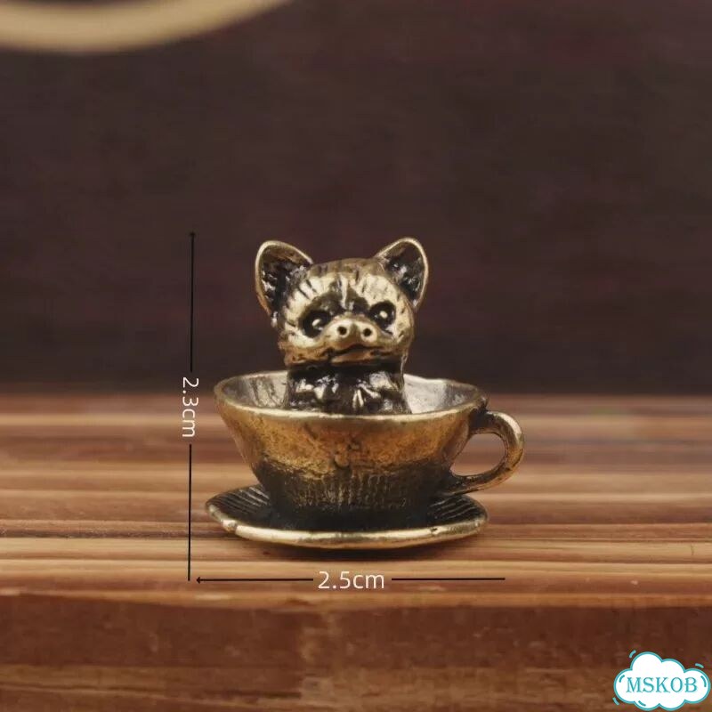 Фигурка кошки в чашке, латунь, 2.1x2.2 см, cat фото 5