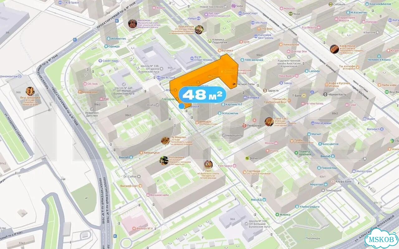 Аренда 47.6 м² в ЖК Бунинские Луга фото 2
