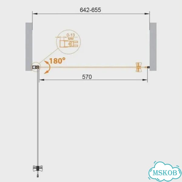 Душевая дверь в нишу Cezares Eco 65 см прозрачное стекло ECO-O-B-1-65-C-Cr фото 2