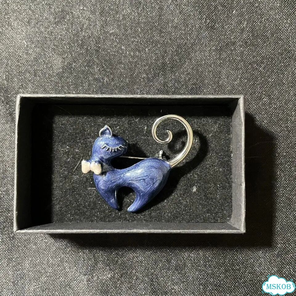 Брошь кошка эмаль в коробке фото 1