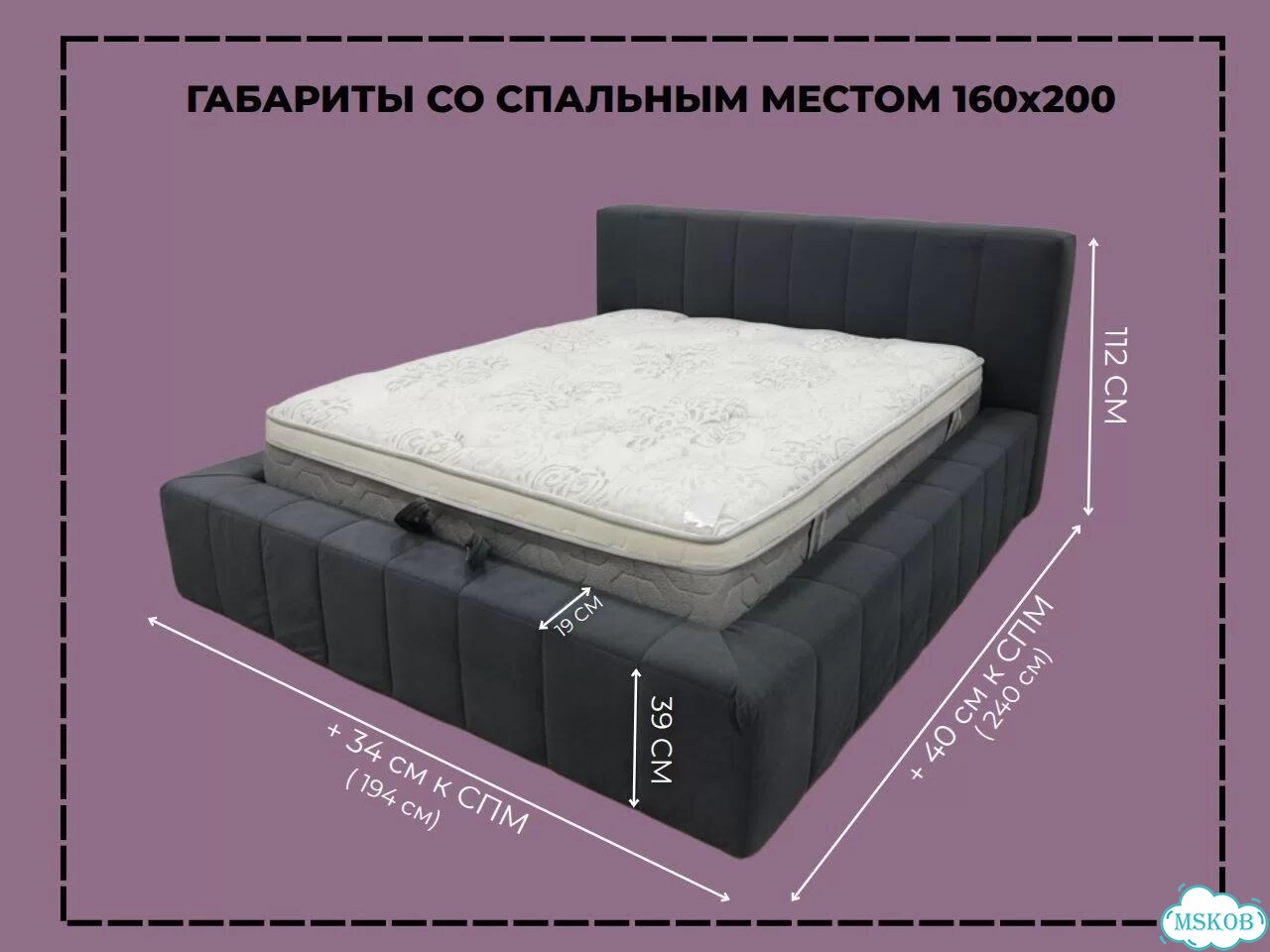 Кровать двуспальная 160×200 мягкая с ПМ фото 4