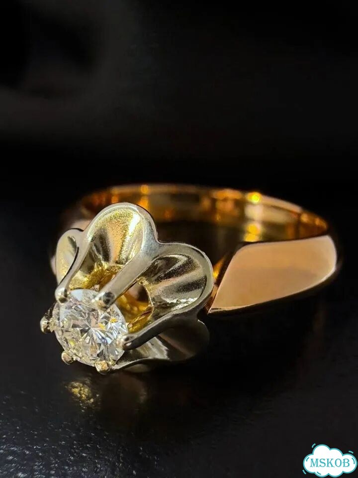 Золотое кольцо с бриллиантом 0.21 ct 585 / 6.03 гр фото 2