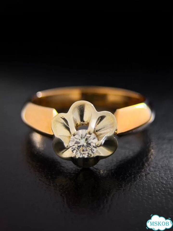 Золотое кольцо с бриллиантом 0.21 ct 585 / 6.03 гр фото 5