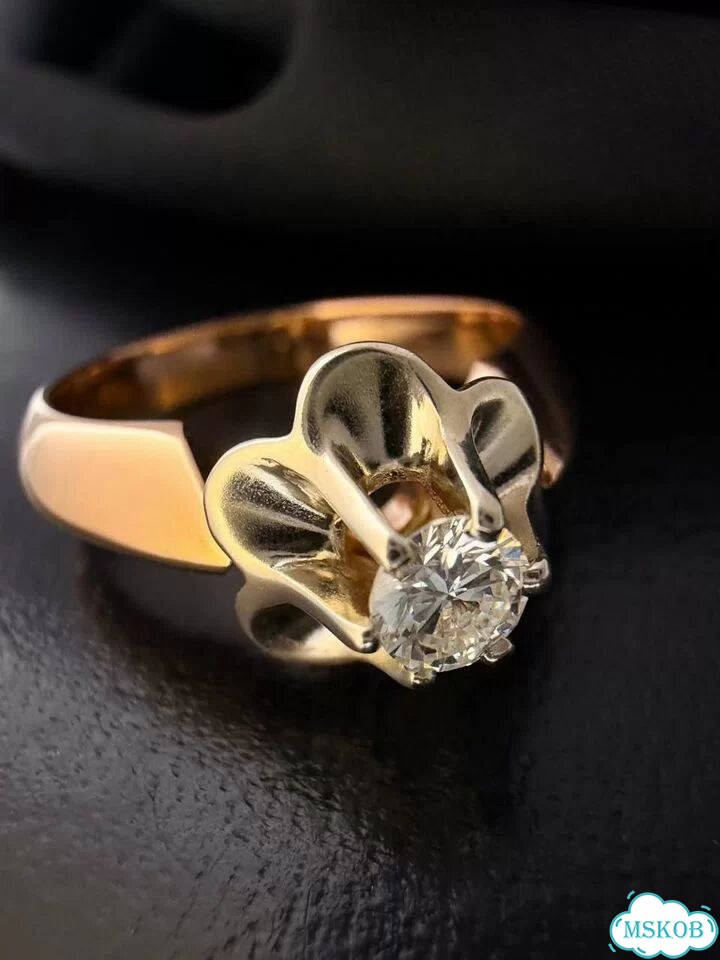 Золотое кольцо с бриллиантом 0.21 ct 585 / 6.03 гр фото 6