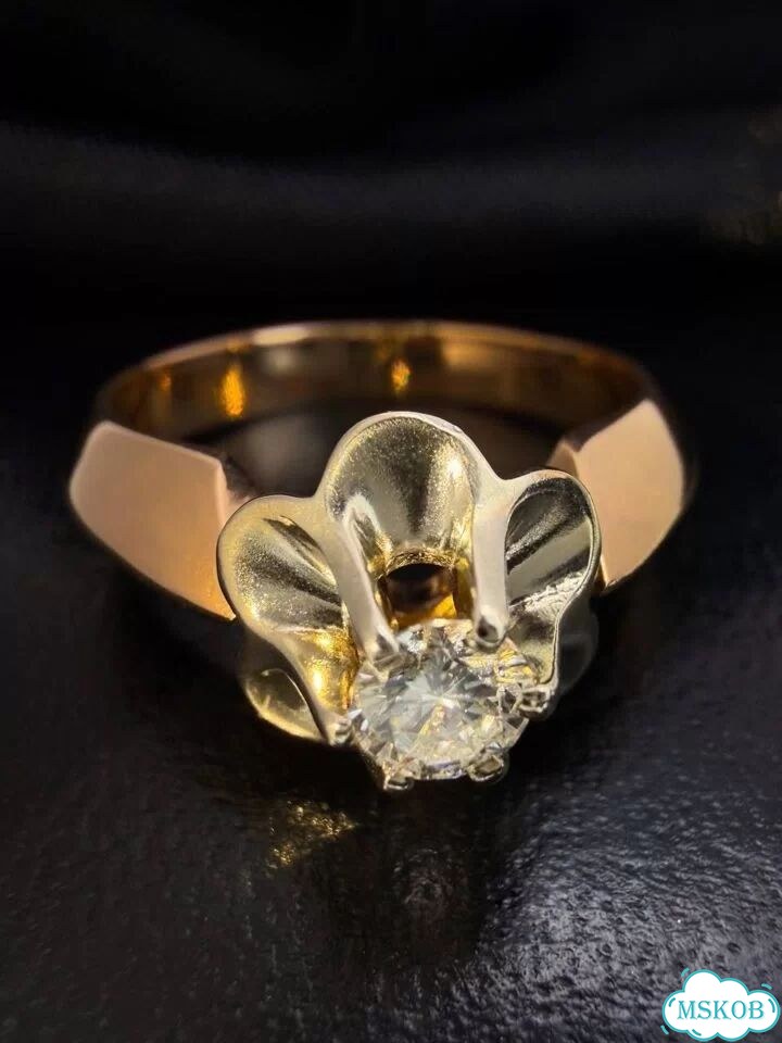 Золотое кольцо с бриллиантом 0.21 ct 585 / 6.03 гр фото 8
