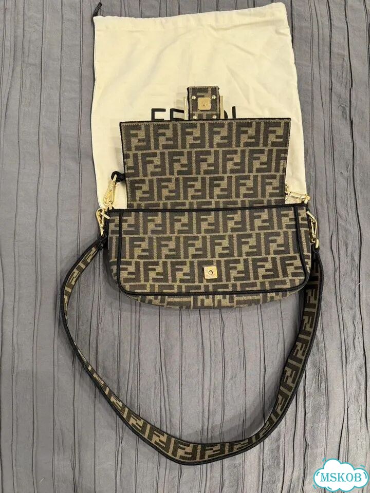Сумка Fendi baguette, канва и натур. Кожа фото 7