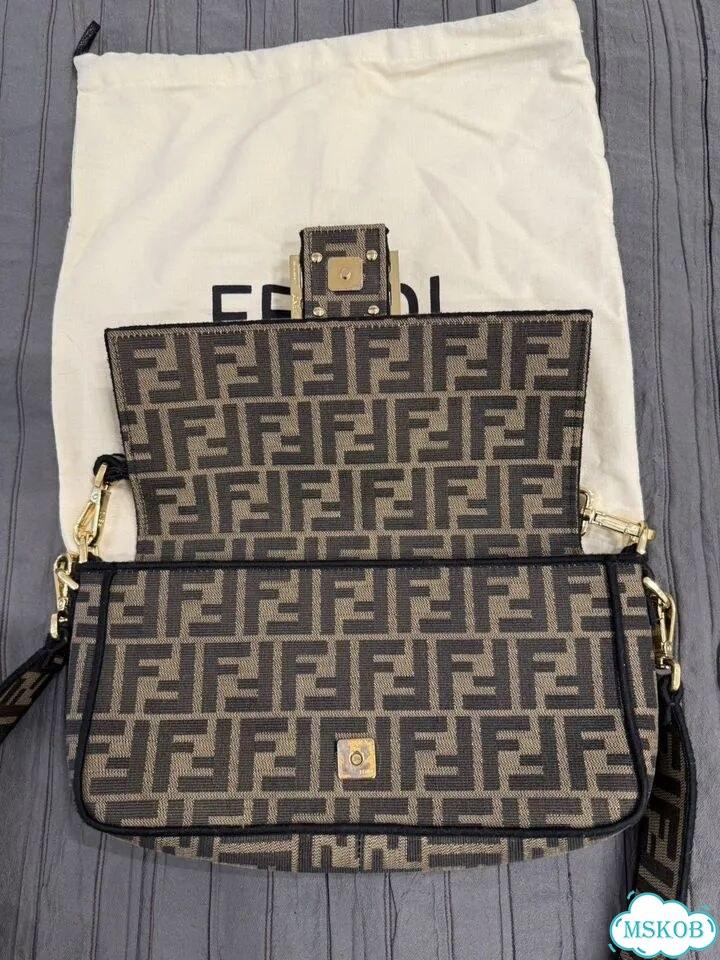 Сумка Fendi baguette, канва и натур. Кожа фото 8