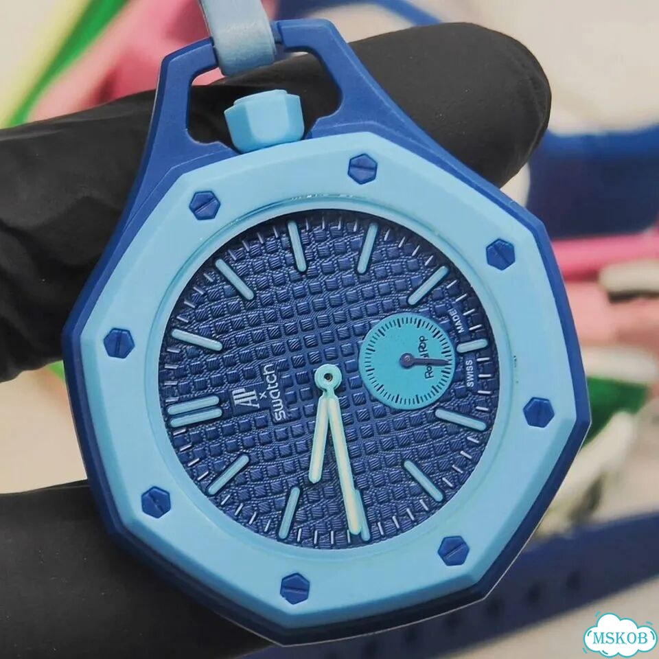 Часы механика Audemars Piguet Swatch Blue фото 2