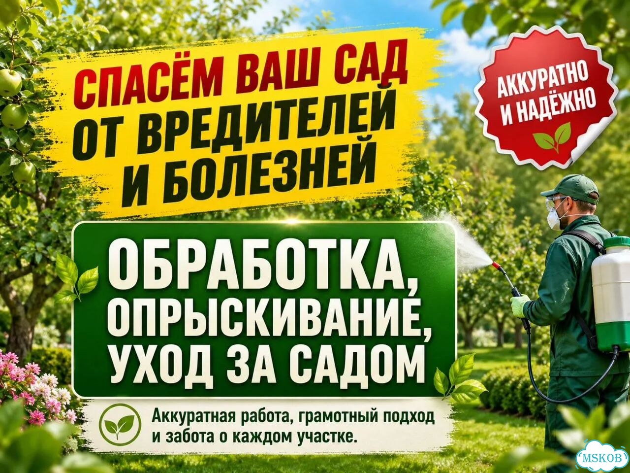 Обработка сада и опрыскивание деревьев фото 1